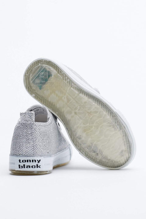 TonnyBlack Silver Kids Sneakers Light Velcro