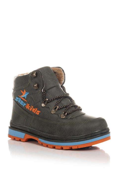 Tonny Black Khaki Kids Trekking Boots
