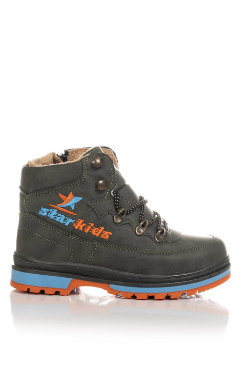 Tonny Black Khaki Kids Trekking Boots