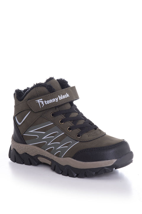 Tonny Black Khaki Kids Trekking Boots Tbwin