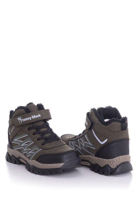 Tonny Black Khaki Kids Trekking Boots Tbwin