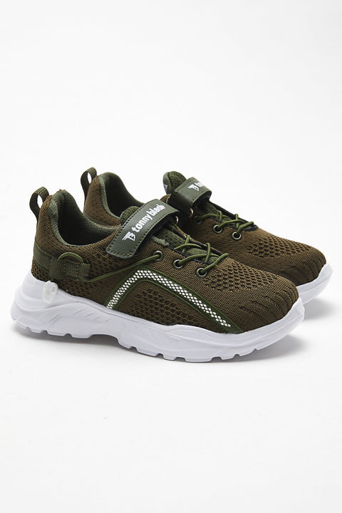 TonnyBlack Khaki Kids Sports Shoes