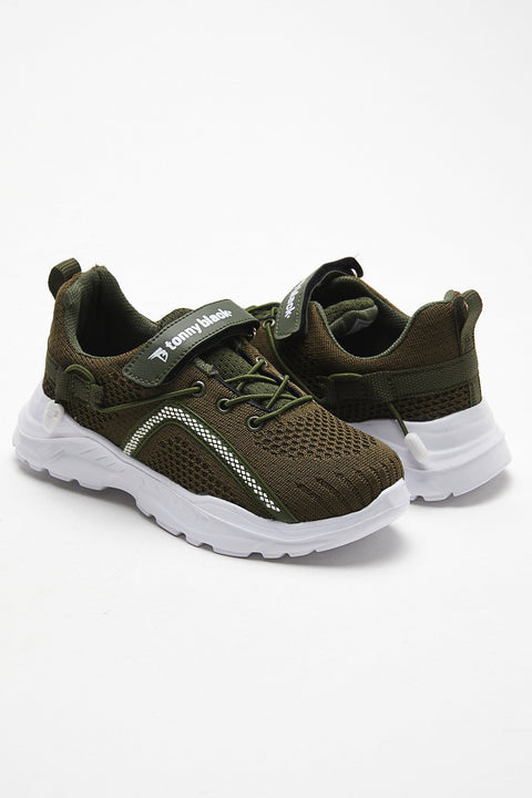 TonnyBlack Khaki Kids Sports Shoes