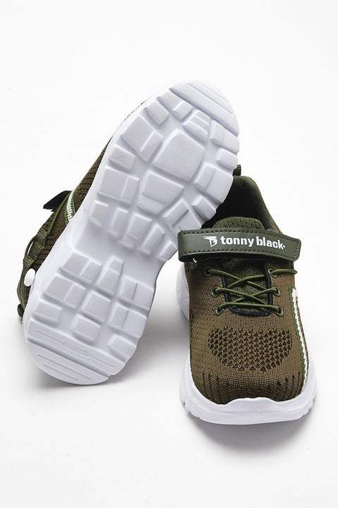 TonnyBlack Khaki Kids Sports Shoes