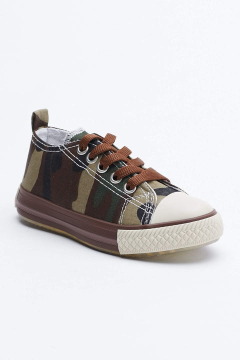 TonnyBlack Khaki Camouflage Kids Light Sports Shoes
