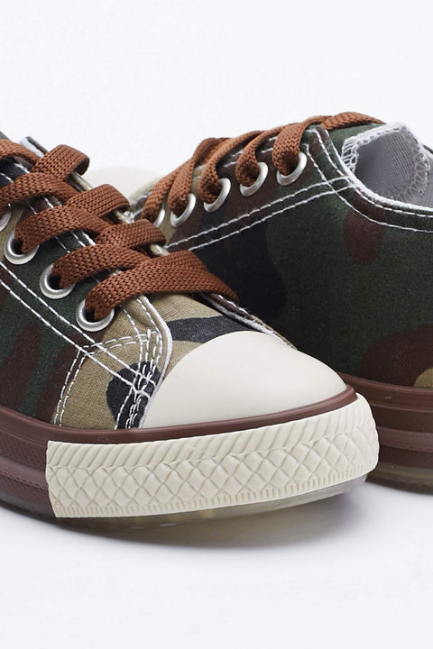 TonnyBlack Khaki Camouflage Kids Light Sports Shoes