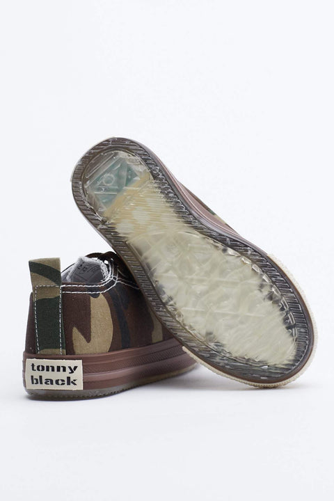 TonnyBlack Khaki Camouflage Kids Light Sports Shoes