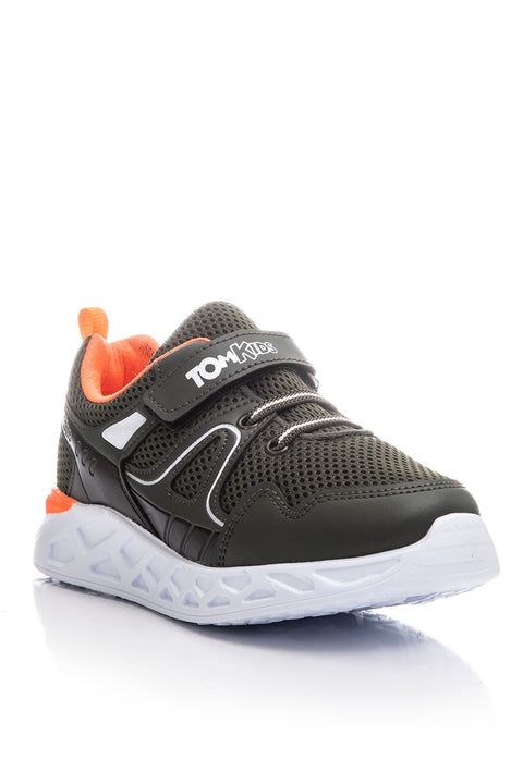 TonnyBlack Khaki Orange Kids Sports Shoes