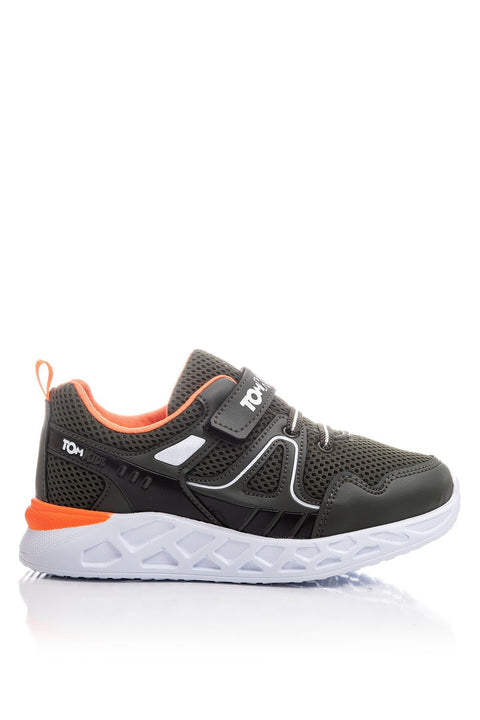 TonnyBlack Khaki Orange Kids Sports Shoes