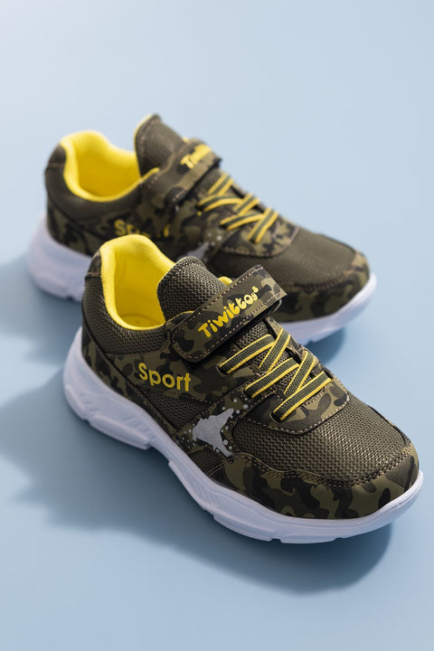 TonnyBlack  Khaki Yellow Children's Sports Shoes