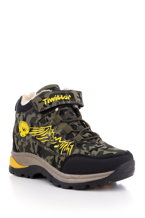 Tonny Black Khaki Yellow Kids Trekking Boots