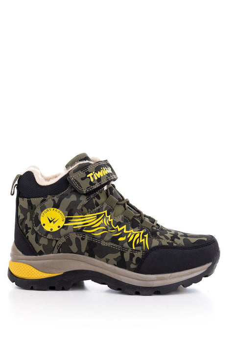 Tonny Black Khaki Yellow Kids Trekking Boots