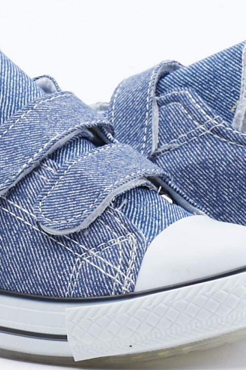 Tonny Black Denim Blue Kids Sport Shoes With Light Velcro