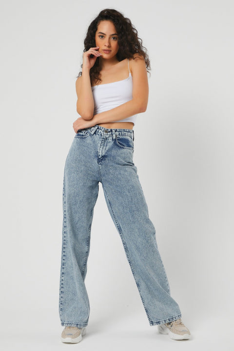 TonnyBlack Jeans Blue Women's Wide Leg Denim PantsTBG039-1_351
