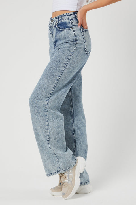 TonnyBlack Jeans Blue Women's Wide Leg Denim PantsTBG039-1_351