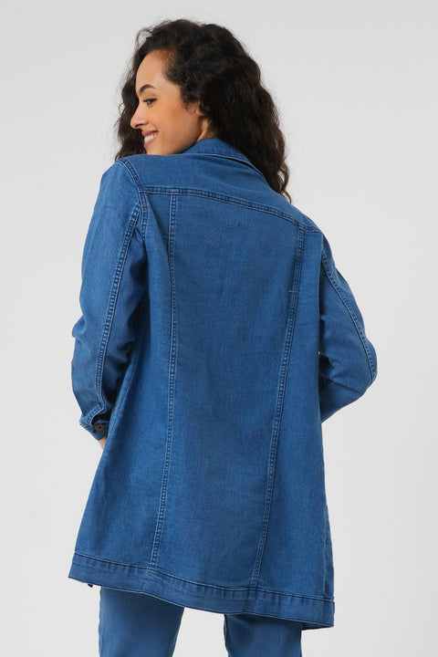 TonnyBlack Jeans Blue Women's Long Denim Jacket TBG049-1_351