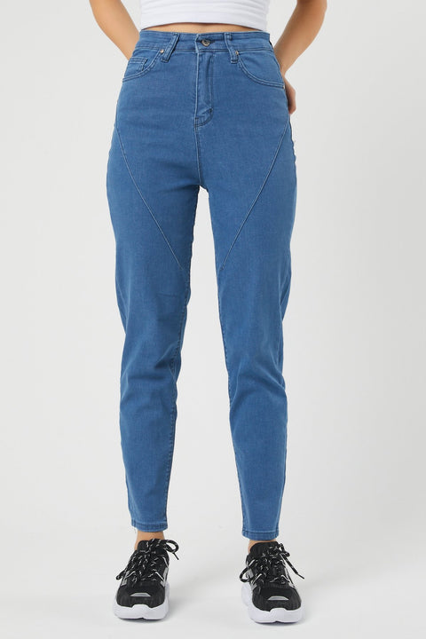 TonnyBlack Jeans Blue Women's Side Pleated Lycra Jeans TBG050-1_351