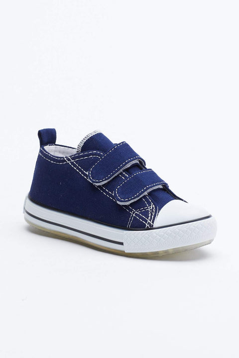 TonnyBlack Navy Blue Kid's Sports Shoes With Light Velcro