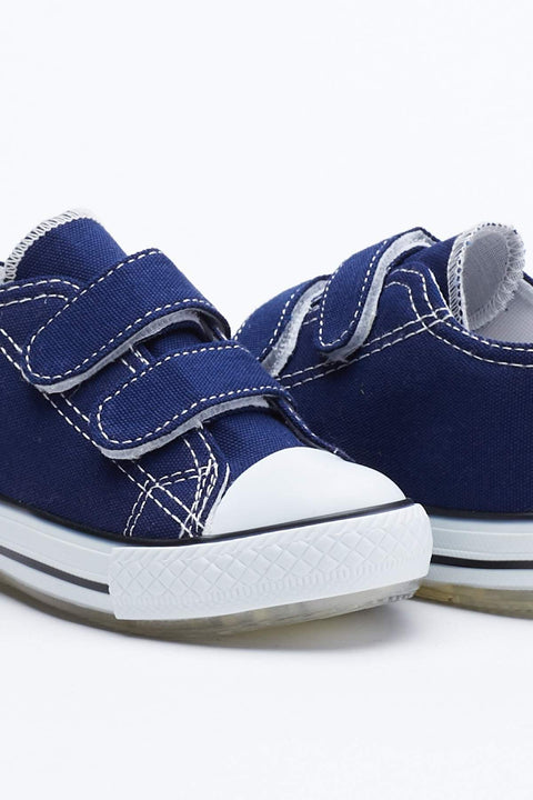 TonnyBlack Navy Blue Kid's Sports Shoes With Light Velcro