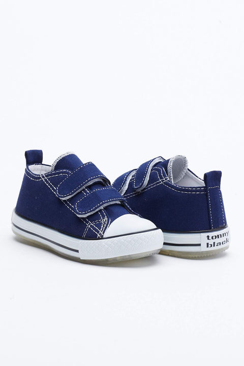 TonnyBlack Navy Blue Kid's Sports Shoes With Light Velcro
