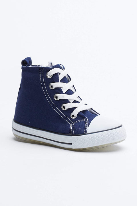 TonnyBlack Navy Blue Kids Lighted Sports Shoes Long