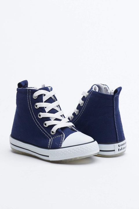 TonnyBlack Navy Blue Kids Lighted Sports Shoes Long