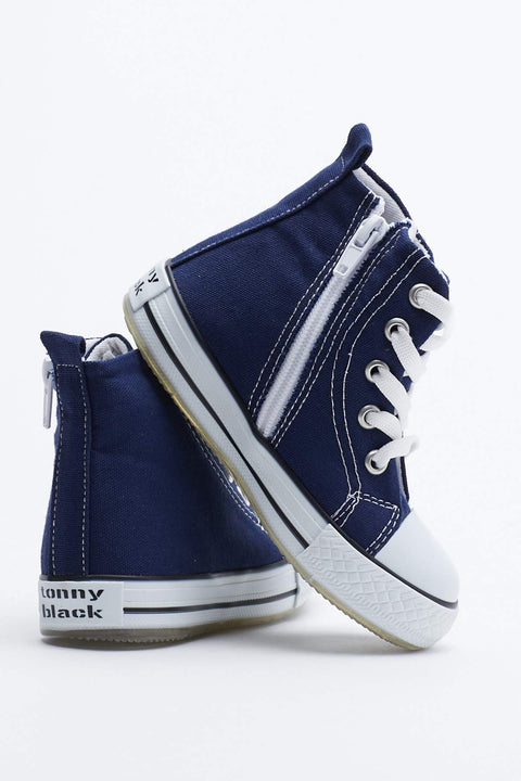 TonnyBlack Navy Blue Kids Lighted Sports Shoes Long