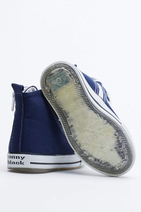 TonnyBlack Navy Blue Kids Lighted Sports Shoes Long