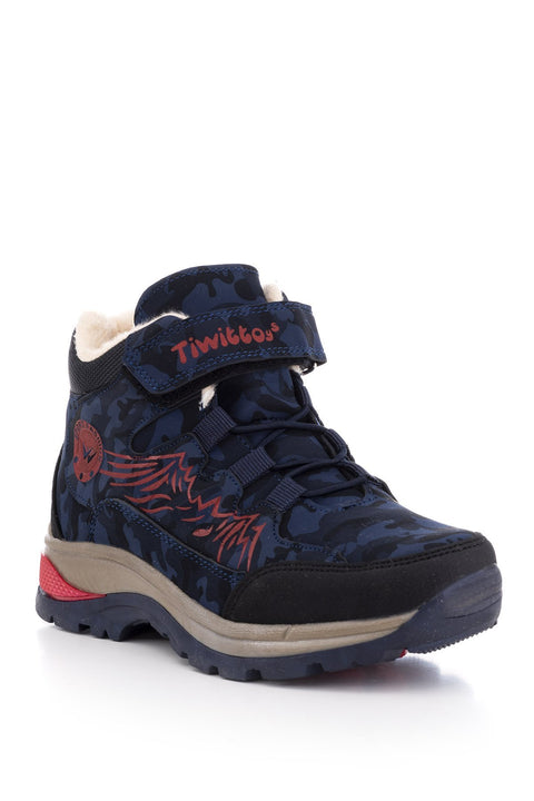 Tonny Black Navy Blue Red Kids Trekking Boots