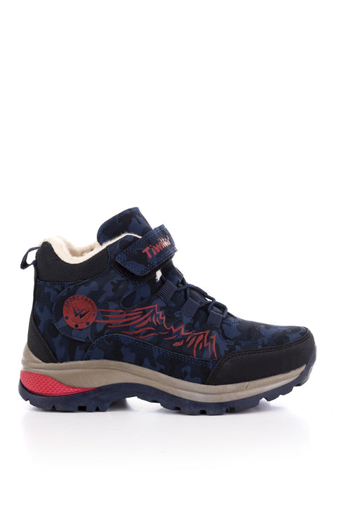 Tonny Black Navy Blue Red Kids Trekking Boots