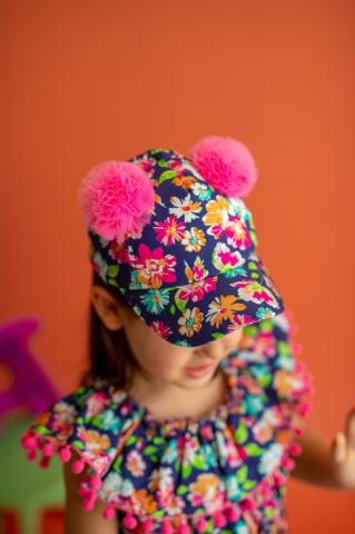 Pixy Love Girl's Navy Blue Floral Hat