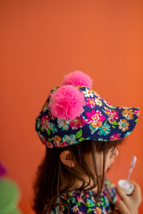 Pixy Love Girl's Navy Blue Floral Hat
