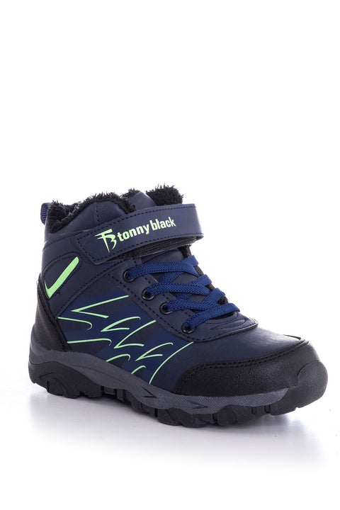 Tonny Black Navy Blue Oil Kids Trekking Boots Tbwin