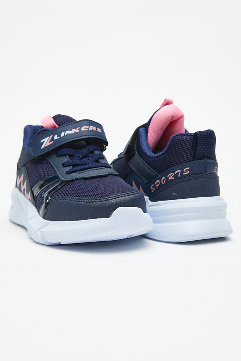 TonnyBlack Navy Pink Kids Sport Shoes
