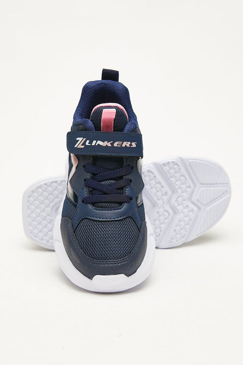 TonnyBlack Navy Blue Pink Kids Sport Shoes