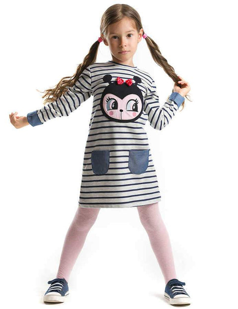Denokids Ladybug Striped Dress