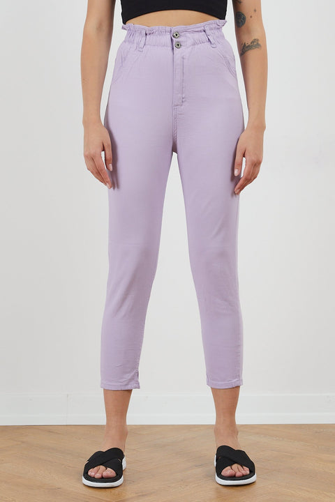 TonnyBlack Lilac Women Linen Baggy Waist Elastic Trousers TBG024-1_128