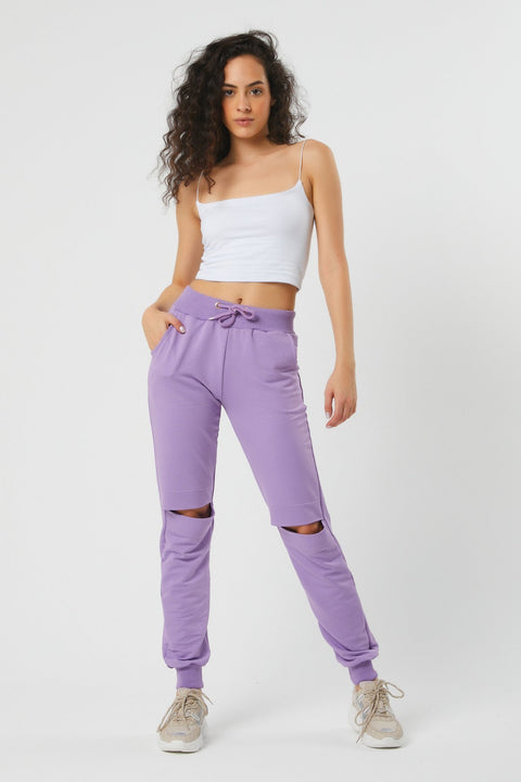 TonnyBlack Lilac Women's Knee-Piece Waist Leg Elastic Sweatpants TBG051-1_128