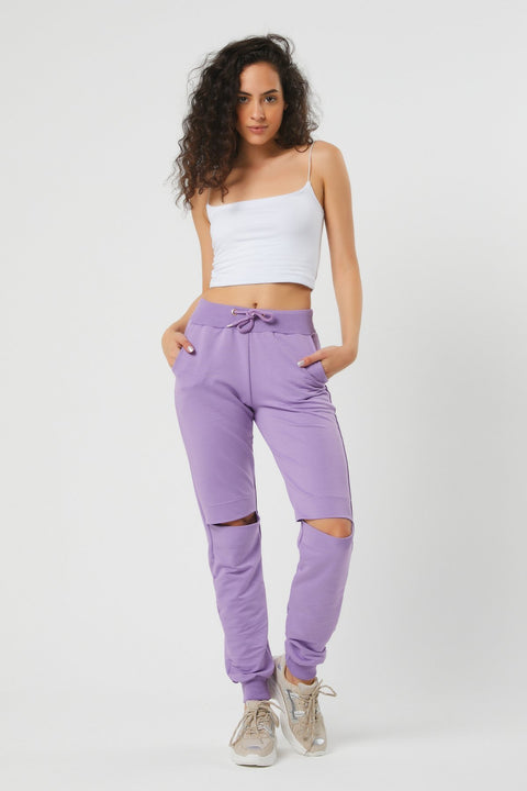 TonnyBlack Lilac Women's Knee-Piece Waist Leg Elastic Sweatpants TBG051-1_128