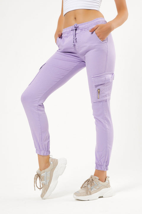 TonnyBlack Lilac Women Waist Elastic Elastic Trousers TBG001-1_128