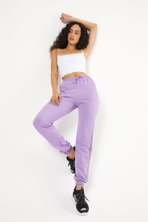 TonnyBlack Lilac Women's Side Mesh Waist Leg Elastic Sweatpants TBG065-1_128