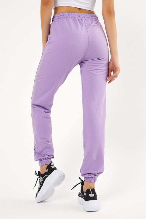 TonnyBlack Lilac Women's Side Mesh Waist Leg Elastic Sweatpants TBG065-1_128