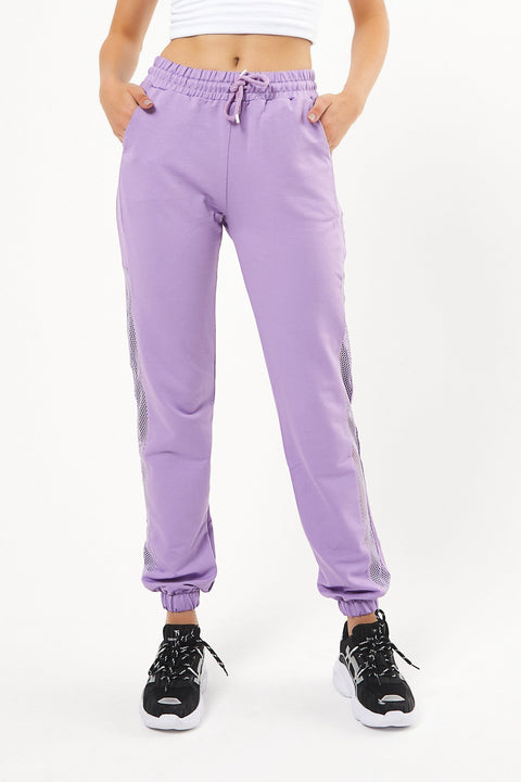 TonnyBlack Lilac Women's Side Mesh Waist Leg Elastic Sweatpants TBG065-1_128