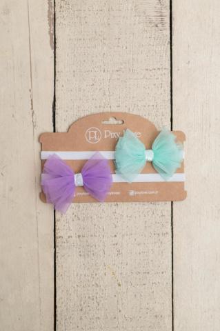 Pixy Love Girl's Lilac/Light Blue Bowknot Hair band Set