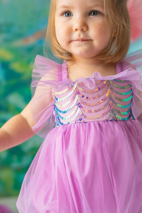 Pixy Love Baby Girl Lilac Balloon Mermaid Rompers