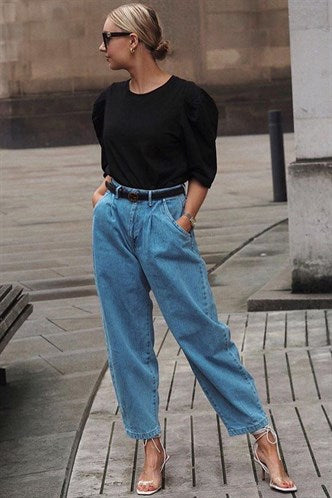 Madmext Women's Soft Blue Mom Jeans MG299