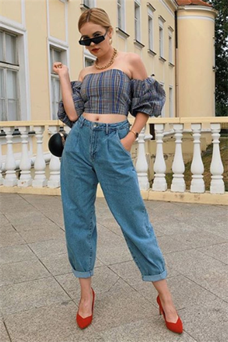 Madmext Women's Soft Blue Mom Jeans MG299