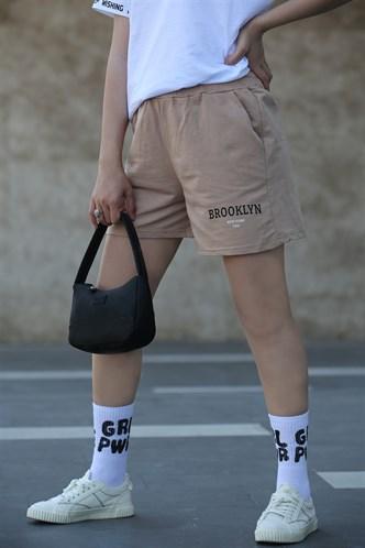 Madmext Women's Beige Printed Shorts MG1108