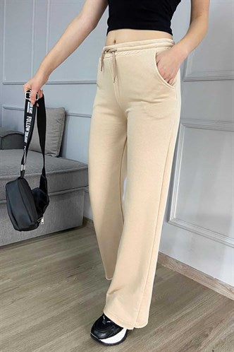 Madmext Women's Beige Wide Cut Women's Sweatpants MG794