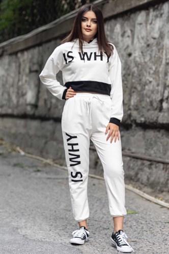 Madmext Women's White Women Tracksuit Set MG730